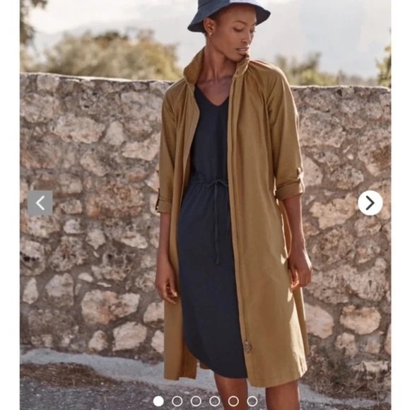 Garnet Hill Jackets & Blazers - GARNET HILL Longline Modern Trench Coat Jacket  2 Way Zip Water Resistant Hood